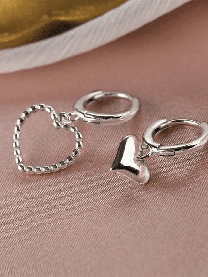 Brownm Irregular Heart Pendant Hoop Earring