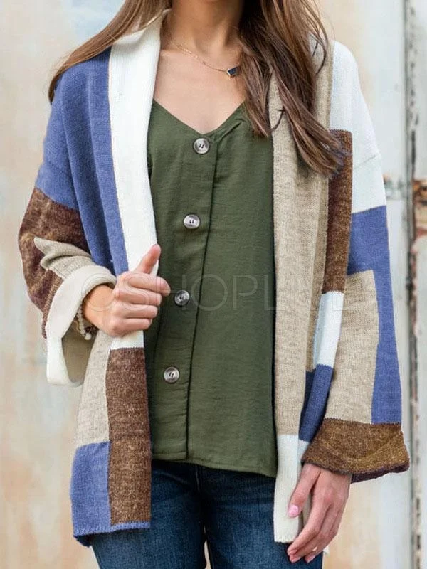 Splicing Color Mid-Length Knitting Sweater