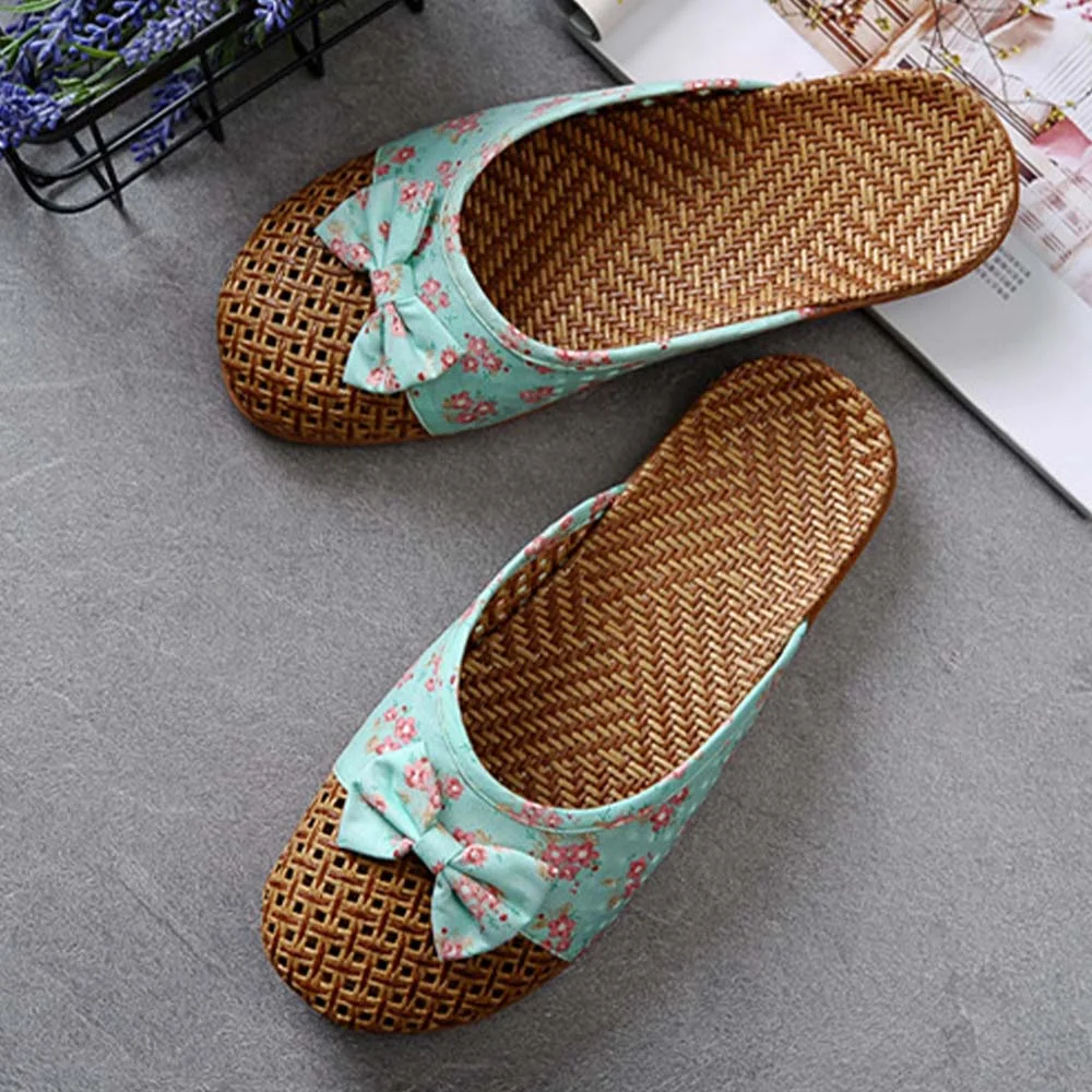 Smiledeer Summer linen men's and women's non-slip thick-soled floor slippers