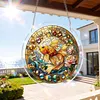 (25cm)DIY Acrylic Jigsaw Puzzle Window Hanging with Hanging Chain DIY Stained Glass Decoration Round Window Puzzle Decor for DIY Craft Project (Stained Glass Goldfish)