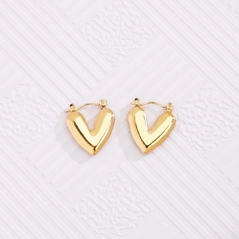 1 Pair Vintage Style U Shape Geometric Heart Shape Plating 304 Stainless Steel None 18K Gold Plated Hoop Earrings