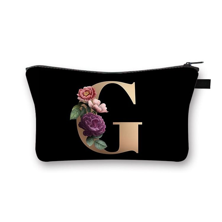 Alphabet flowers Printed makeup bag