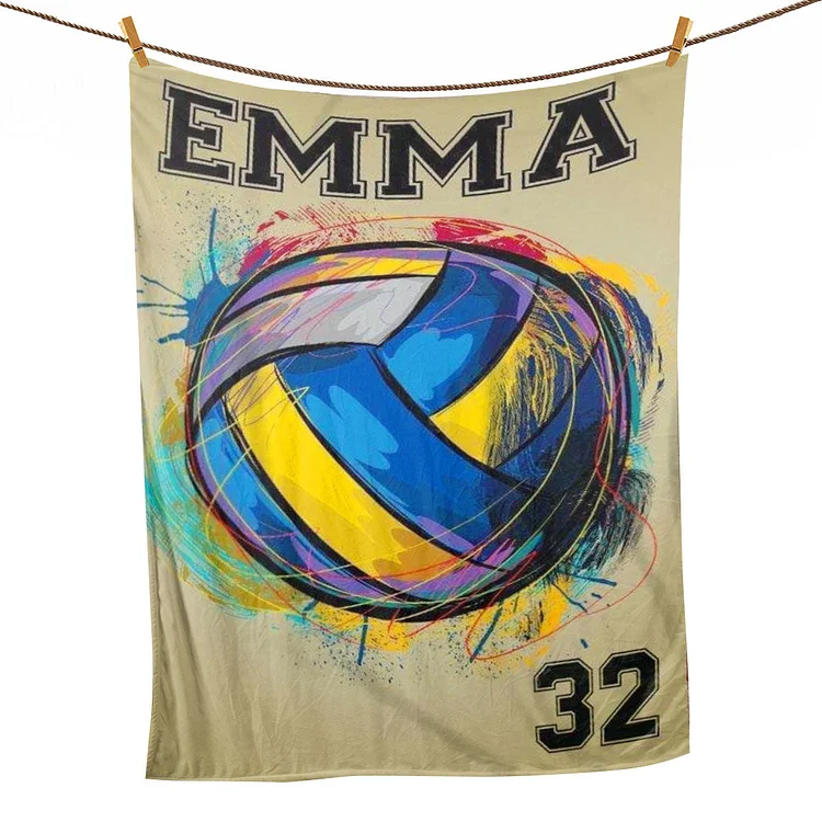 Personalized Volleyball Blanket, Volleyball Girl Sherpa Fleece Blanket | BKKid521