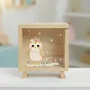 Personalized Cute Floral Bunny Bear Animals Wooden Clear Money Box Piggy Bank with Name Room Decor Birthday Gift for Girls Kids