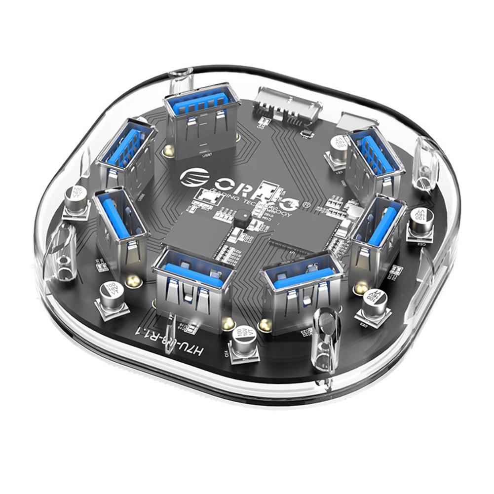 

ORICO F7U-U3 Transparent 7 Port USB3.0 Hub with 2 Power Supply Ports for PC, 501 Original