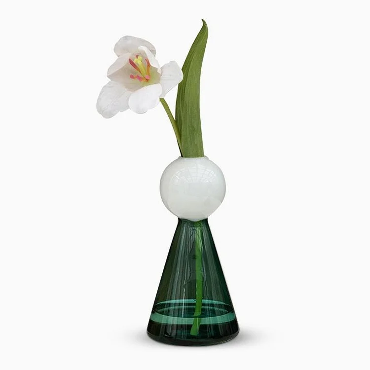 Green Glass Cone Vases Bud Flower Vases