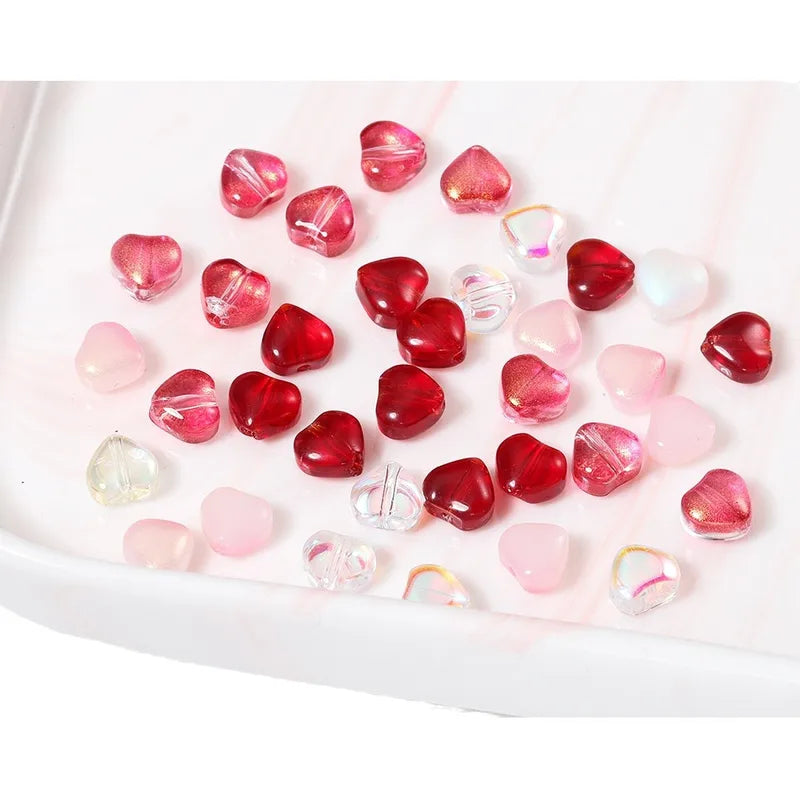 20 PCS/Package Diameter 6 Mm Hole 1~1.9mm Glass Glass Heart Shape Jewelry Accessories