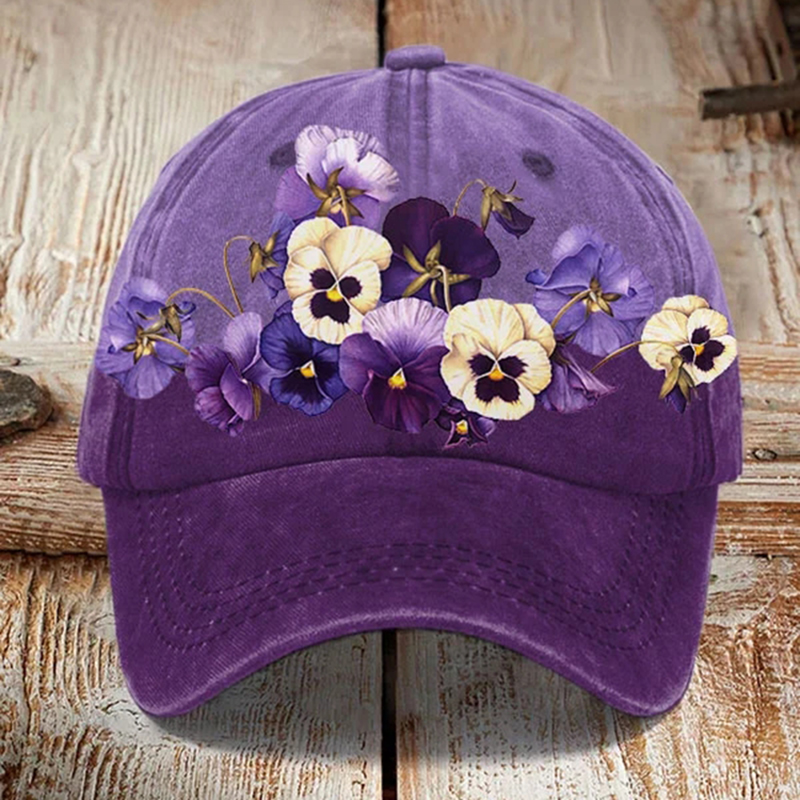 Comstylish Vintage Purple Floral Retro Casual Cap