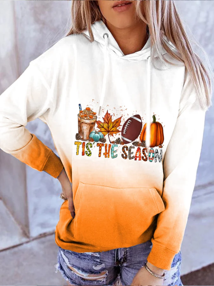 Women's Football and Pumpkin Casual Hoodie