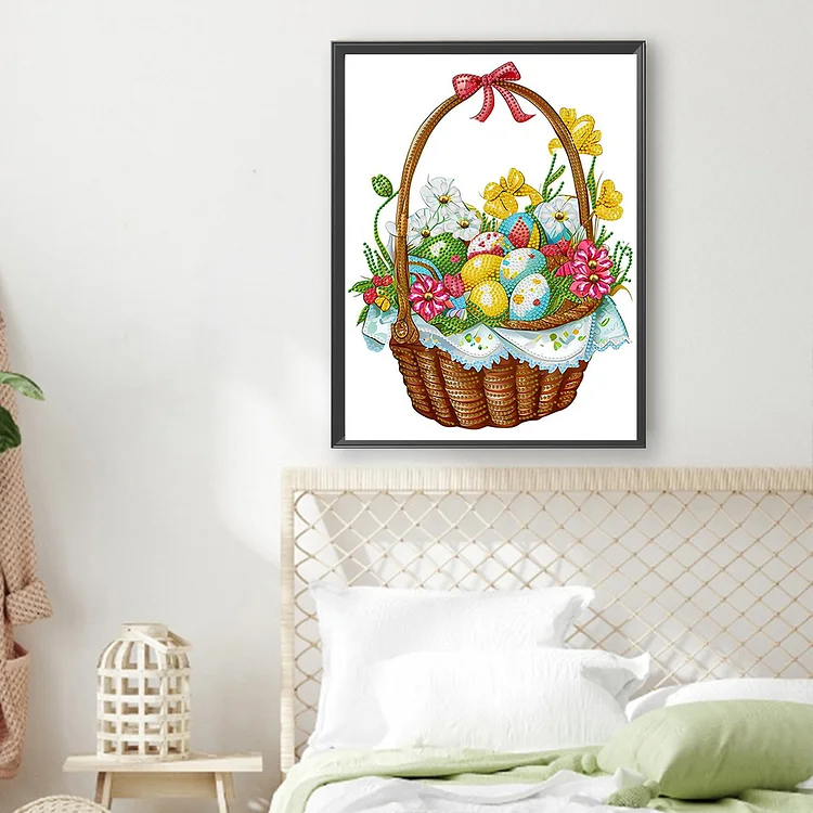 Partial Drills Special-shaped Drill Diamond Painting -Basket Bouquet With  Easter Eggs - 30*40cm