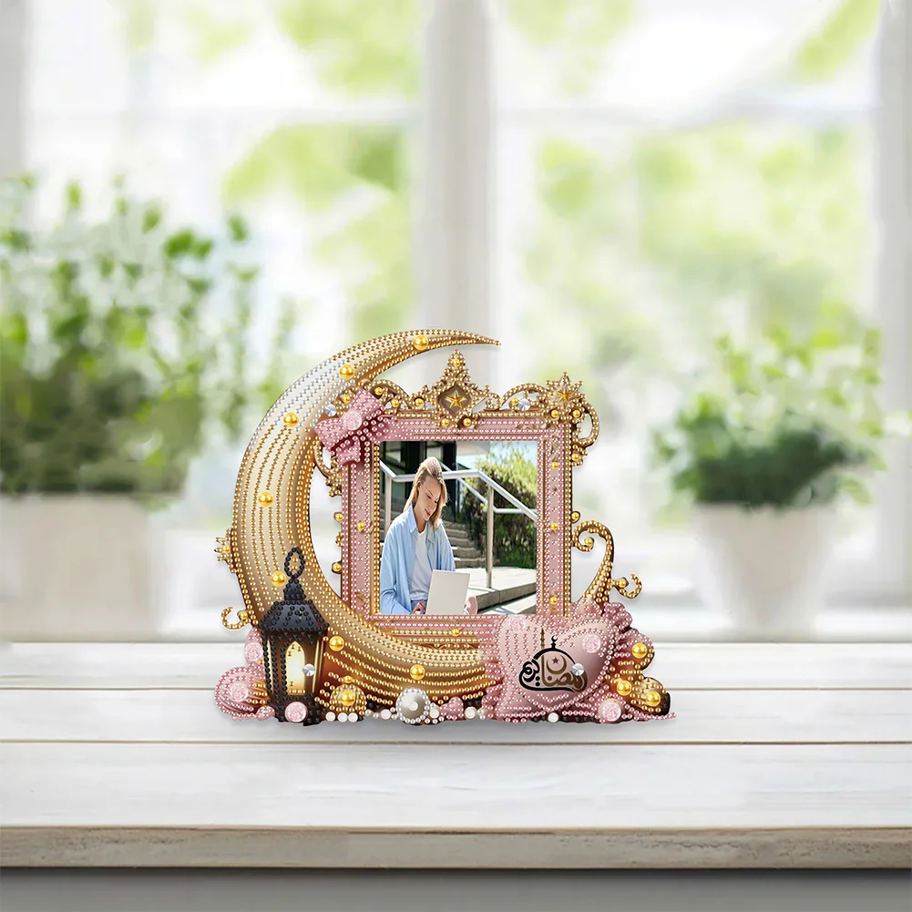 5D DIY Moon Acrylic Special Shape Diamond Painting Picture Frame