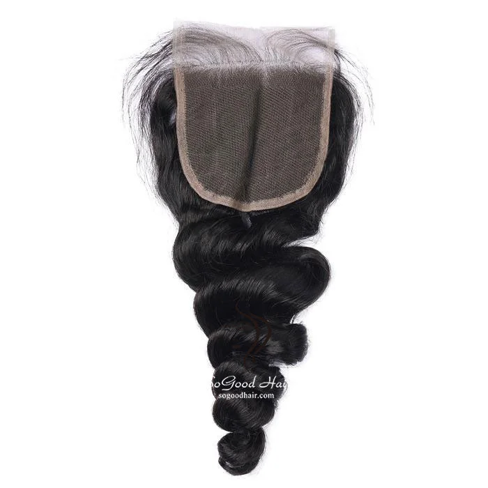 4x4 Tight Loose Wave Brazilian Virgin Hair Lace Closure