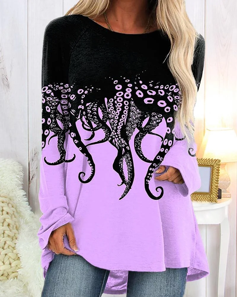 Fashion Floral Print Women Loose Top