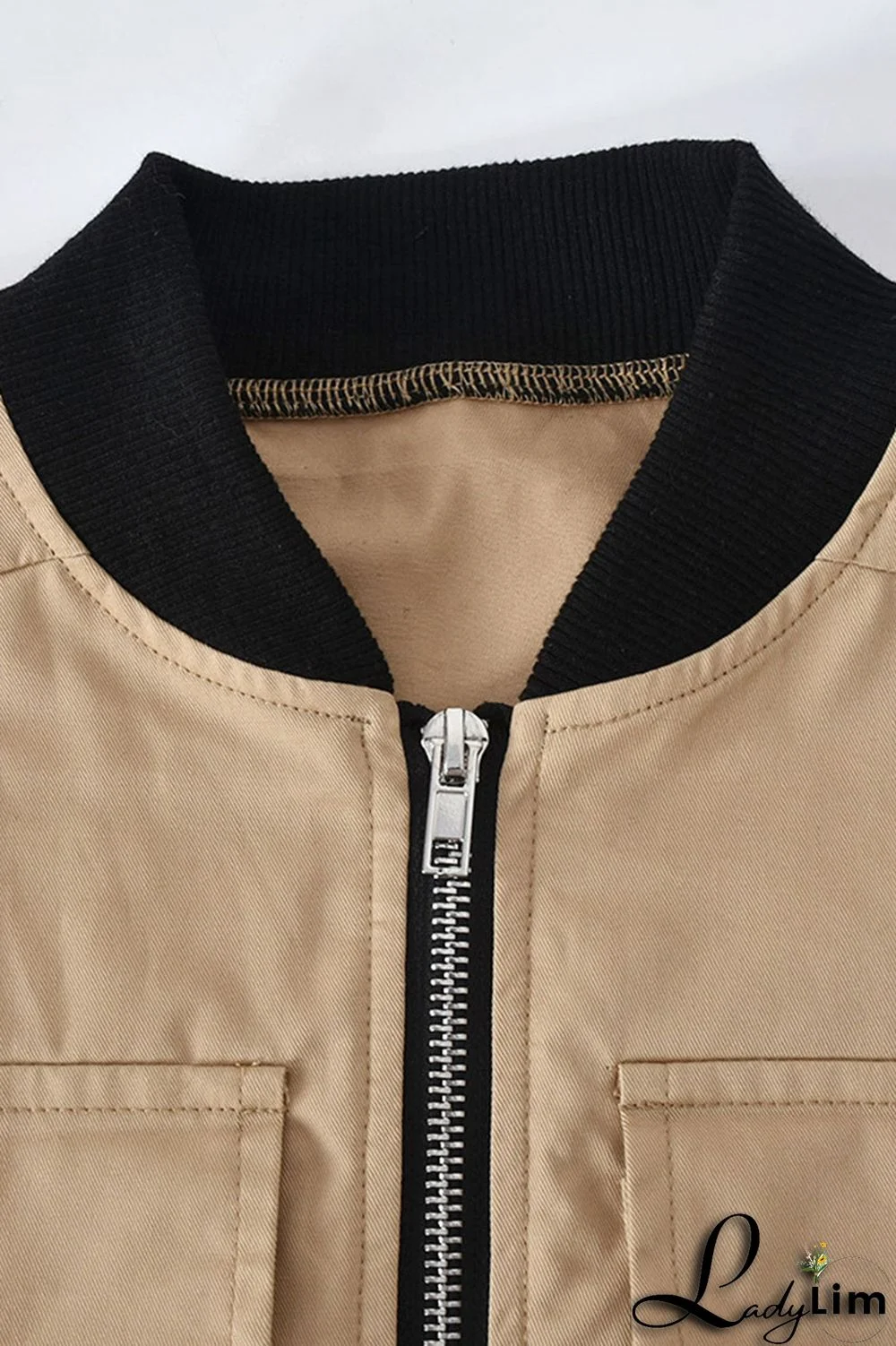 Purple Casual Street Solid Split Joint Pocket Zipper Tops