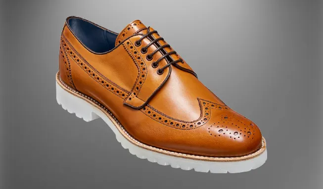 Tan Leather Brogue Shoes with rubber sole, Handmade Leather Shoes for men