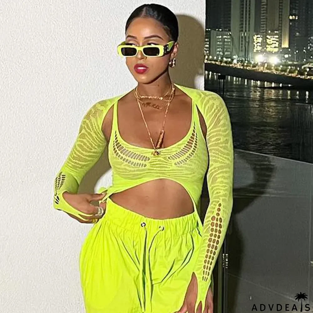 Sexy Bandeau Top long-sleeved two-piece set for women