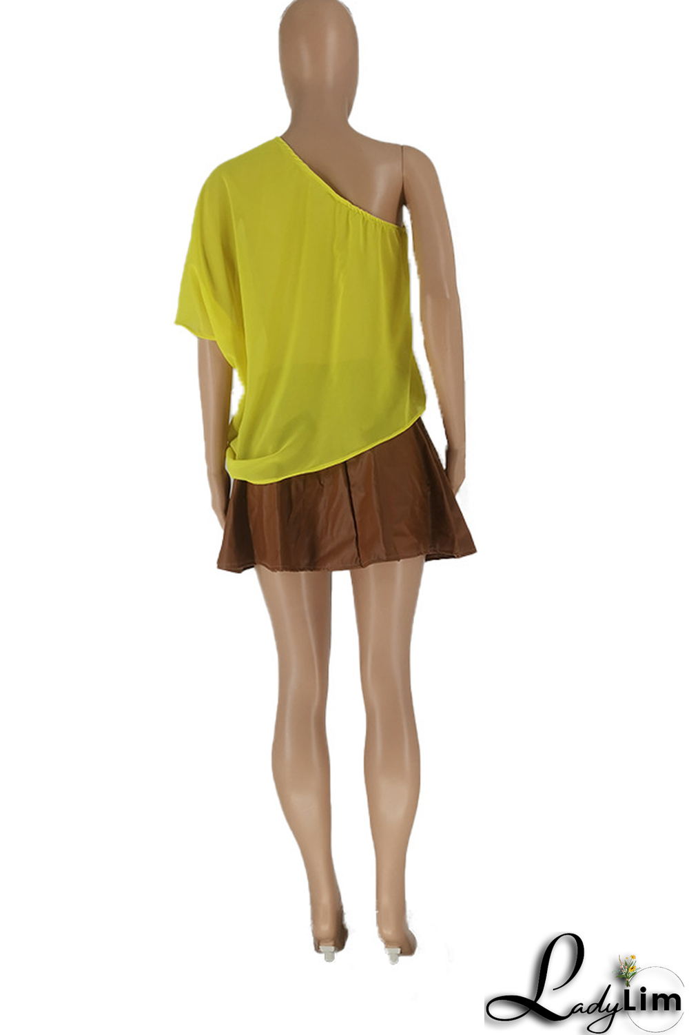 White Fashion Solid Split Joint One Shoulder T-Shirts