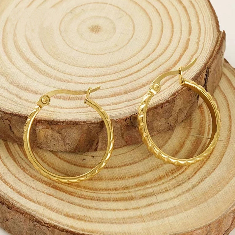 1 Pair Elegant Minimalist Solid Color 304 Stainless Steel 18K Gold Plated Stainless Steel Earrings