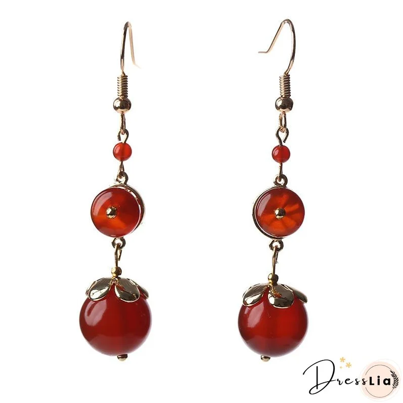 Red Agate Vintage Tibetan Earrings