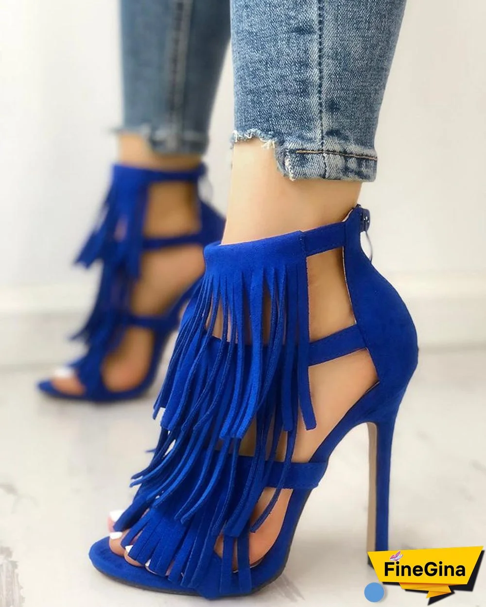 Fashion Solid Tassel High Heel Sandals