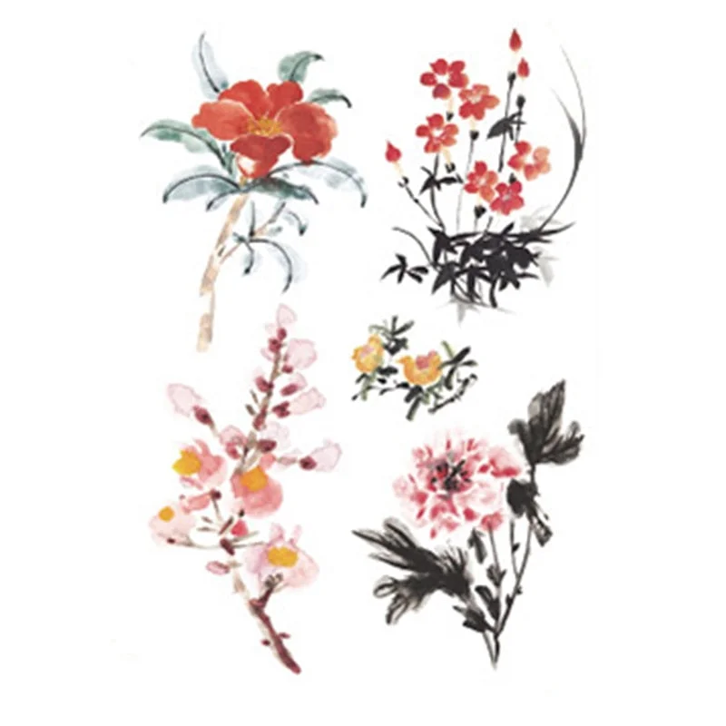 Pink Bloom Rose Water Transfer Fake Tattoo Stickers Women Body Chest Art Temporary Waist Bracelet Flash Tatoos Flower For Girl
