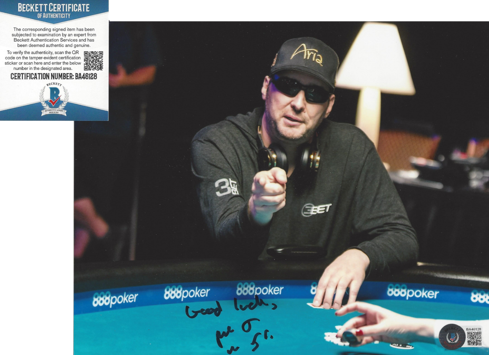 PHIL HELLMUTH WSOP POKER PLAYER BRAT SIGNED 8x10 Photo Poster painting BECKETT COA BAS