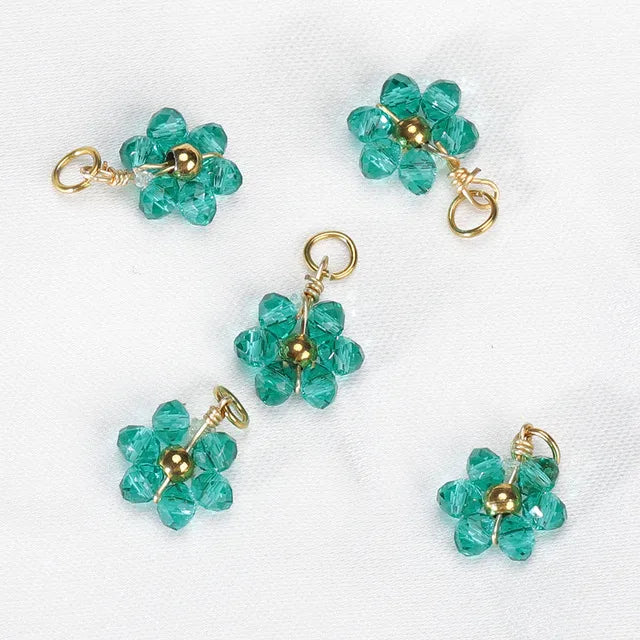 20 PCS/Package Diameter 10mm Hole 3~3.9mm 304 Stainless Steel Artificial Crystal Flower Pendant Jewelry Accessories