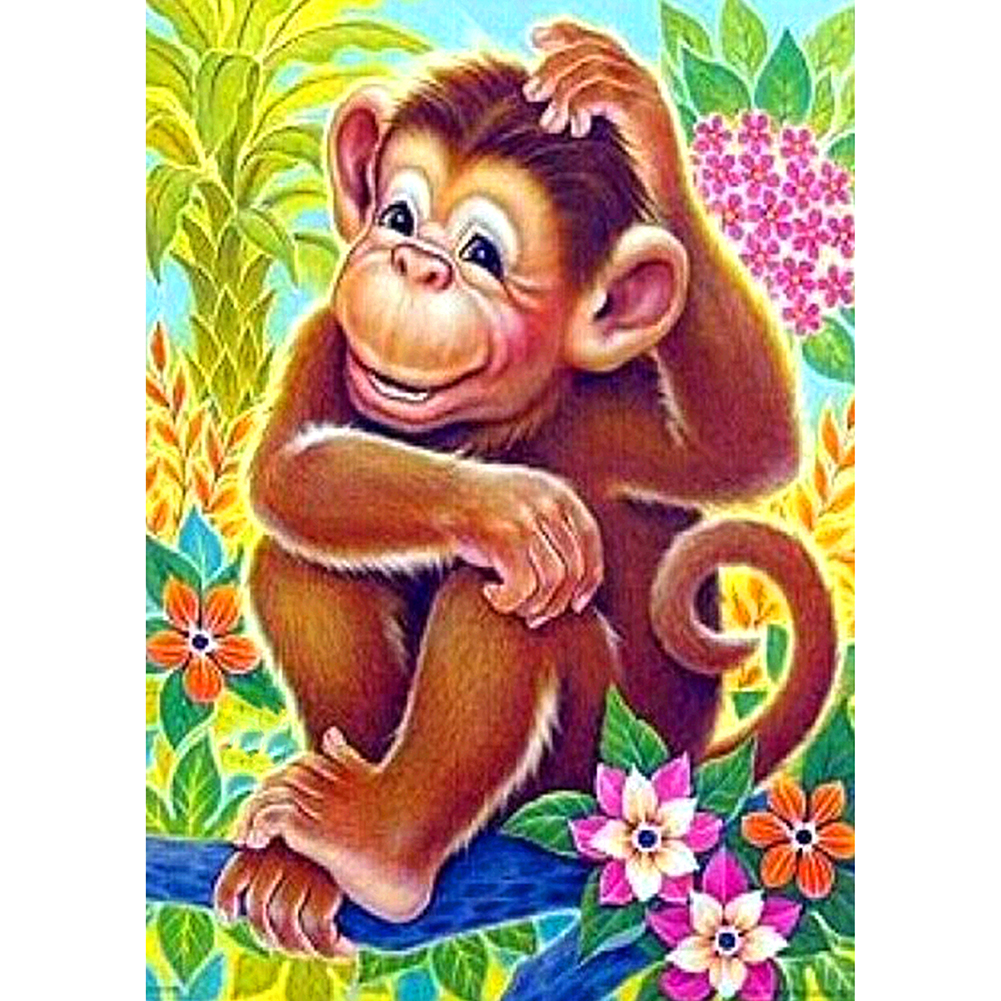 

30*40CM - Round Drill Diamond Painting - Monkey, 501 Original