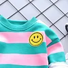 Baby Girl Boy Suits Plush Stripe Smiley Face 2 Pcs/Set