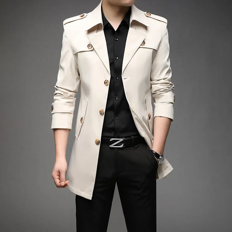 Spring Men Trench Fashion England Style Long Trench Coats Mens Casual Outerwear Jackets Windbreaker  Mens 2023