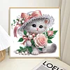 Diamond Painting-DIY Crystal Rhinestonet Flower Cat