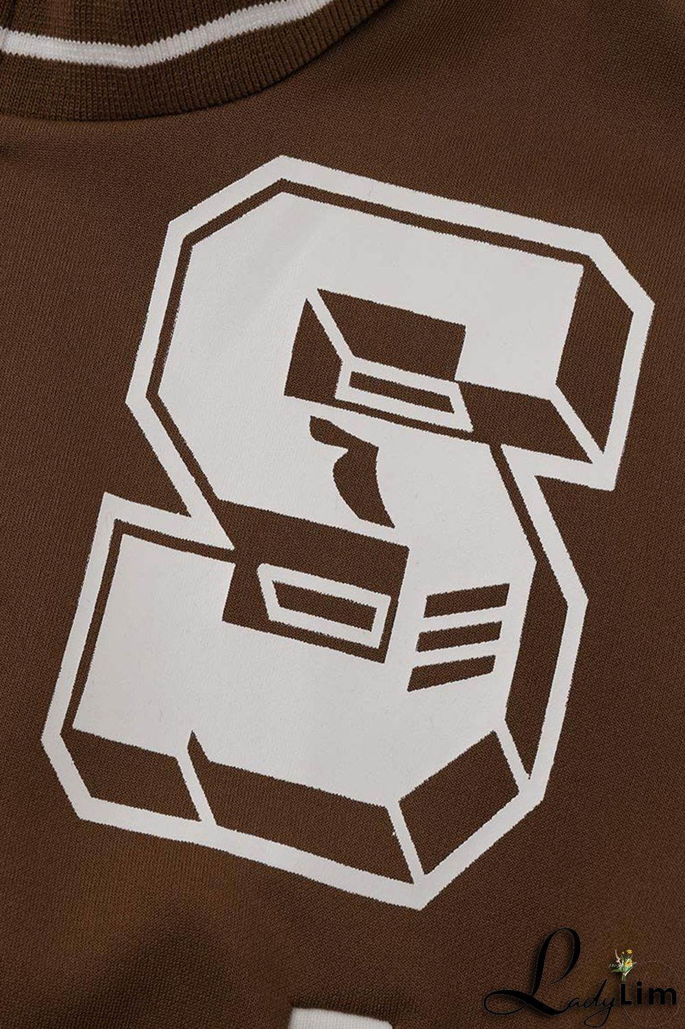 Black Fashion Casual Letter Print Patchwork Zipper Collar Short Sleeve Two Pieces