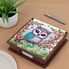 Wooden DIY Owl Diamond Painting Kit Note Box with 160 Papers for Office Desk