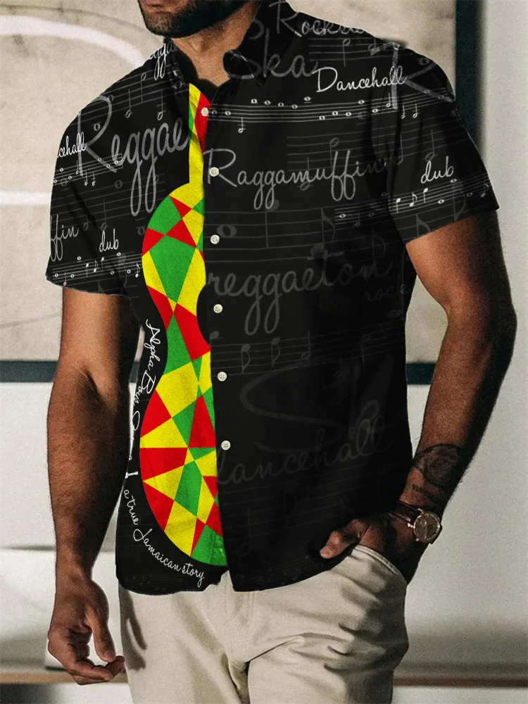 Men's Reggae Lover Sheet Music Short Sleeve Shirt