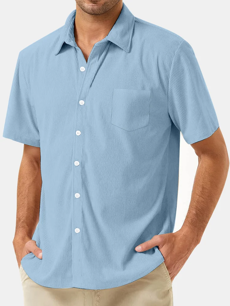 Men's Comfortable And Simple Solid Color Pit Short-sleeved Shirt