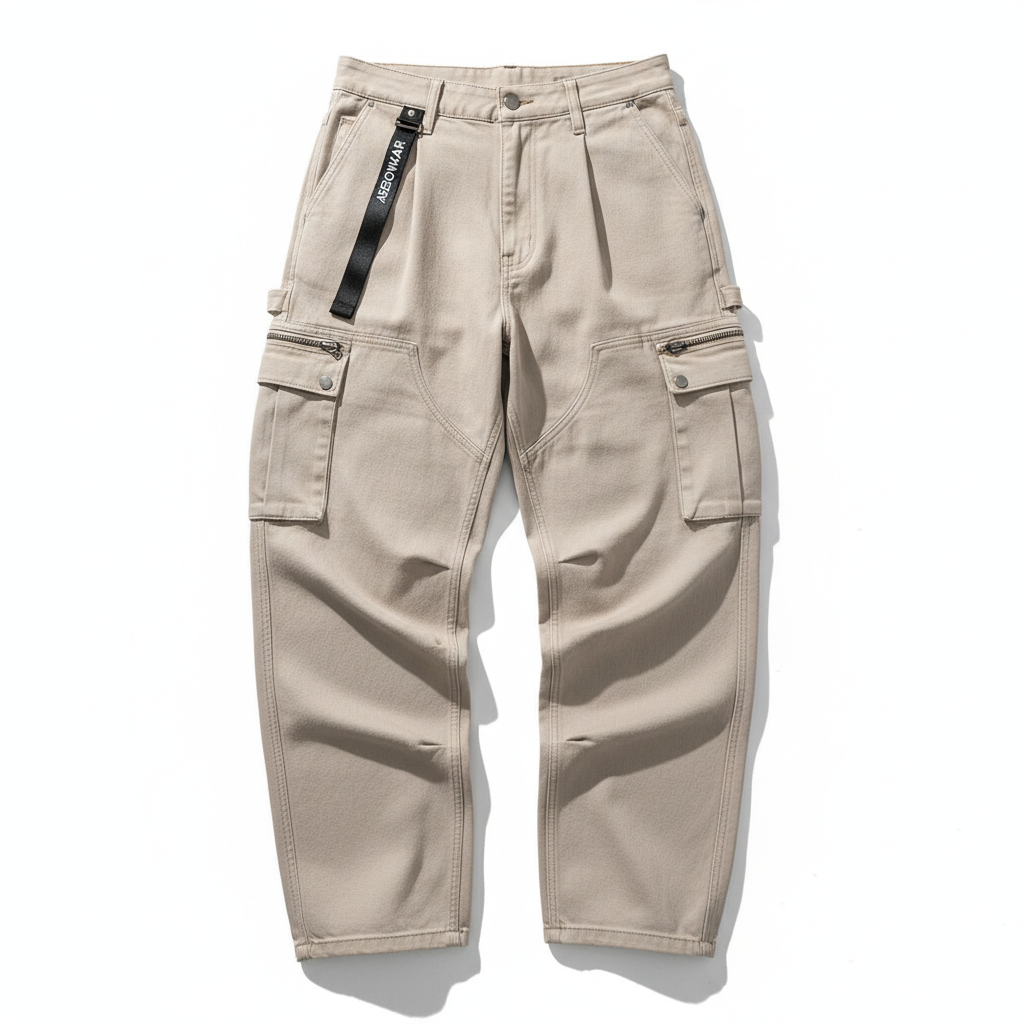 thesupersurf Khaki Cargo Pants with Zipper Pockets 