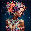 Regenbogenblumenkrone Mandala Frau speziell geformte 5D DIY Teilbohrer Diamanten Punkte Edelsteinkunst-Kits mit Rahmen Diamanten Gem&auml;lde Edelsteinkuns