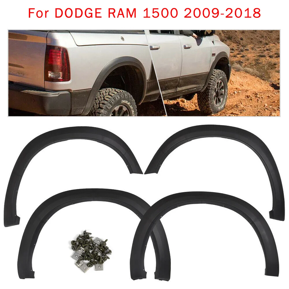 (*U.S. Mainland Only*) Fender Flares Fit For DODGE RAM 1500 2009-2018 Factory Style Bolt On Black 