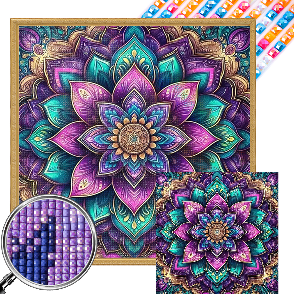 Flowers In Mountains And Rivers 40*40cm(picture) full square drill diamond painting with 3 to 5 colors of AB drills