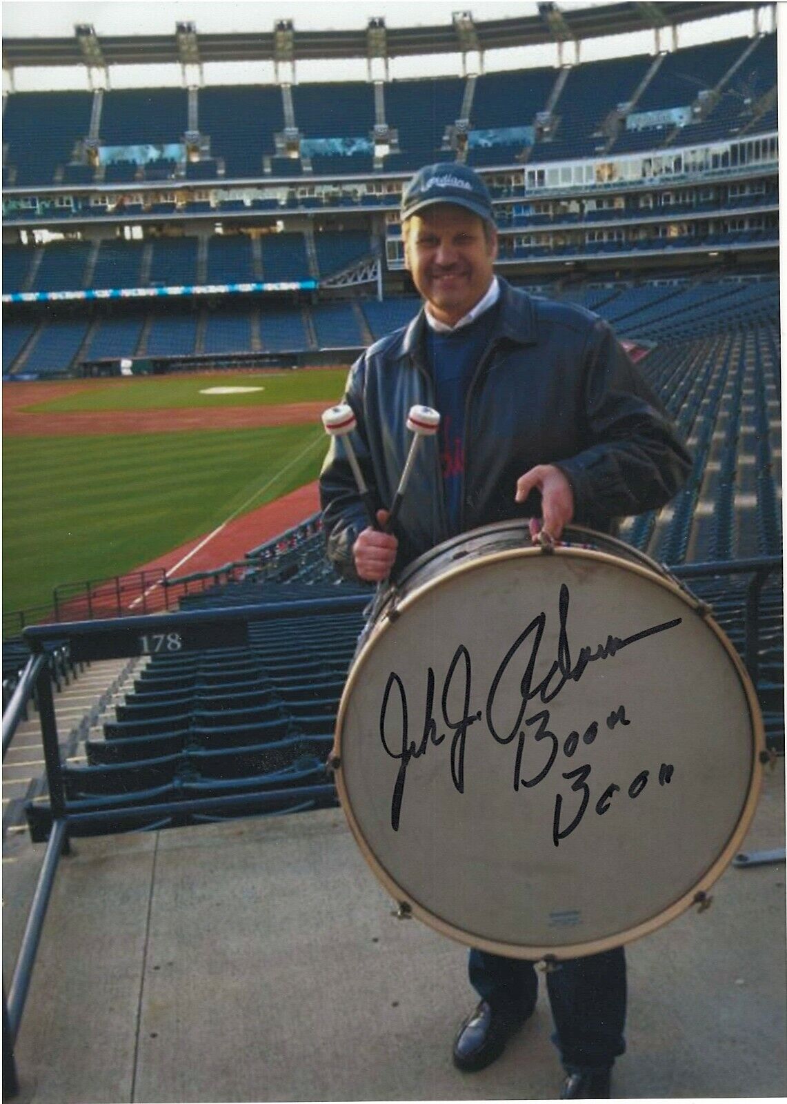 JOHN ADAMS CHIEF BOOM BOOM CLEVELAND INDIANS RARE SIGNED Photo Poster painting