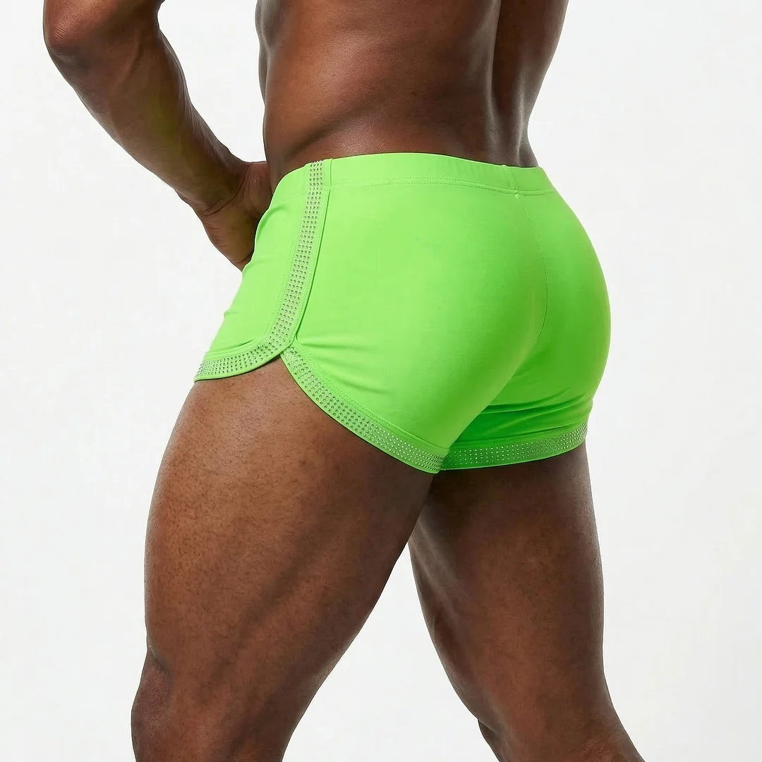 Men's Basic Shorts With Rhinestone Embellishments, Sexy Shorts-INSPIREUSE