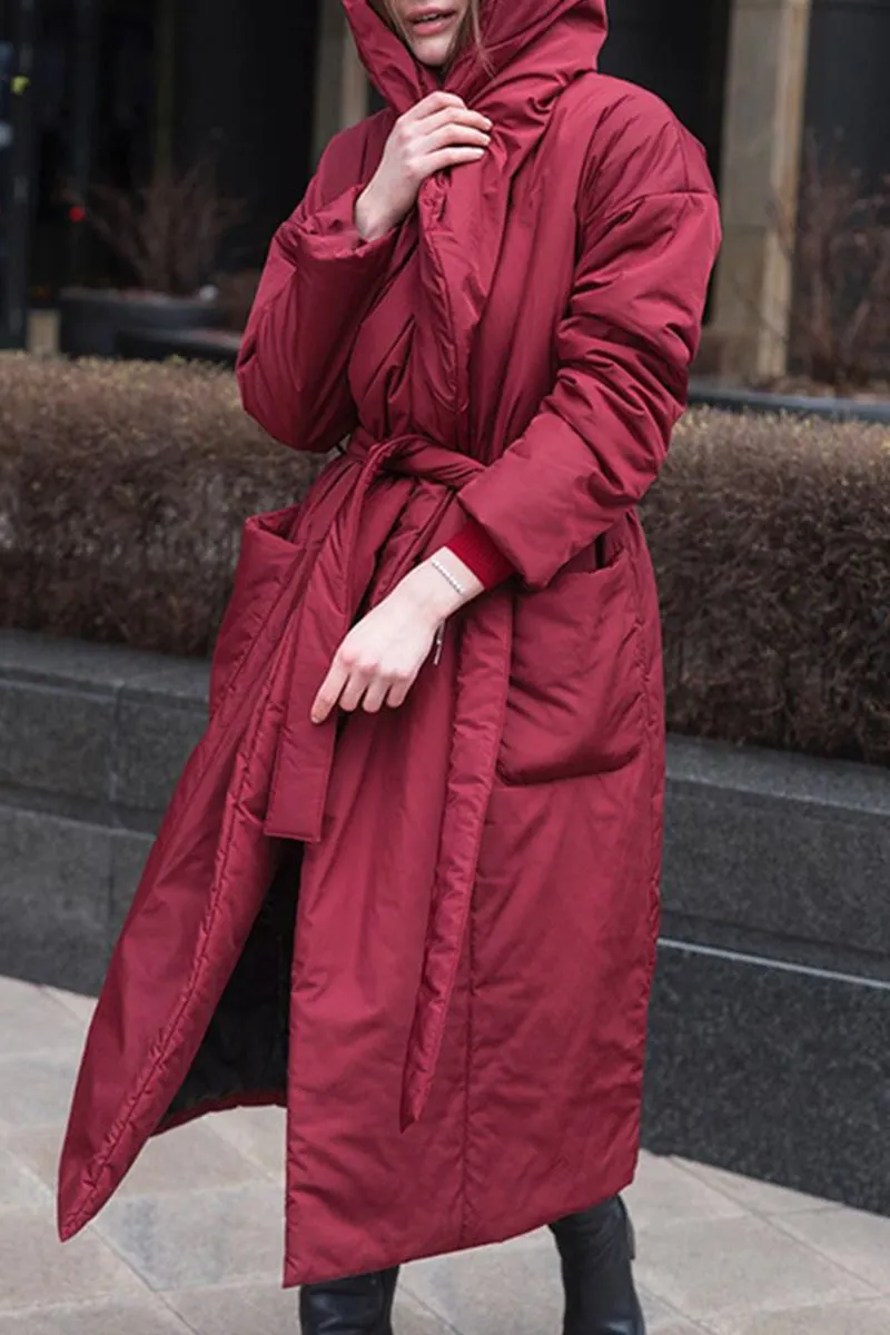 Casual British Style Solid Pocket Hooded Collar Outerwear