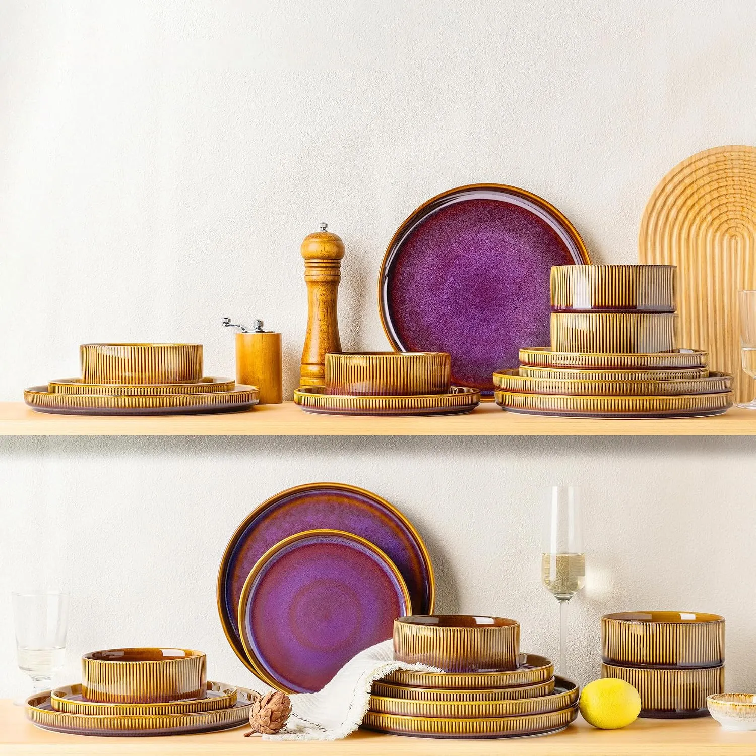 Royal Purple ceramic dinnerware surface detail