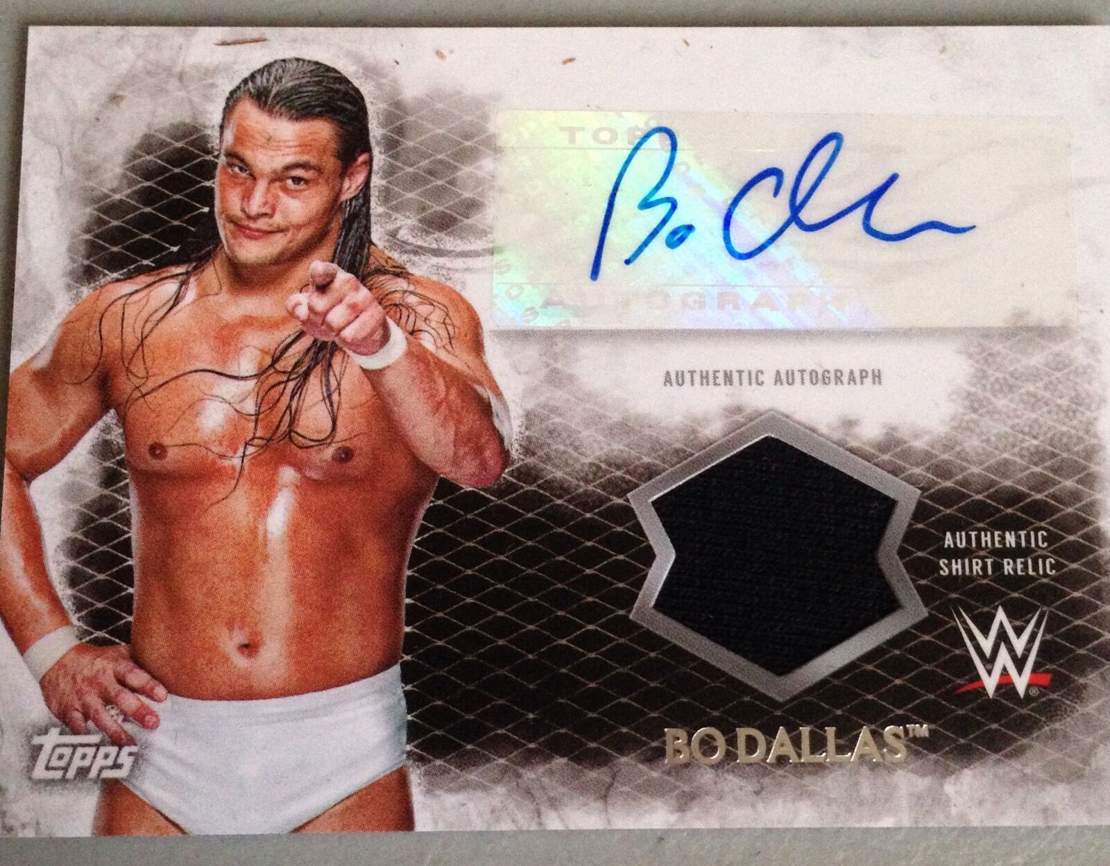 Bo Dallas Signed Wwe Undisputed 2016 Shirt Relic Card Topps Autograph NXT