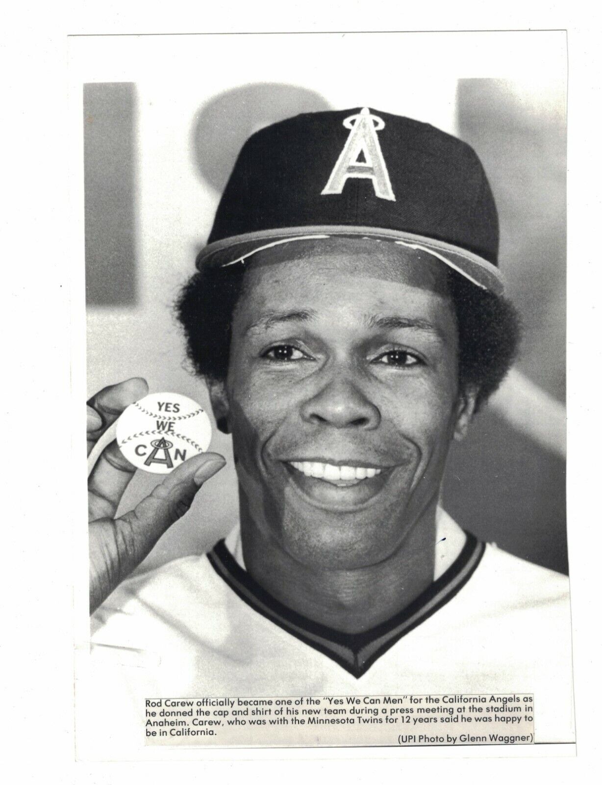 1979 Rod Carew California Angels UPI Baseball Photo Poster painting AO66