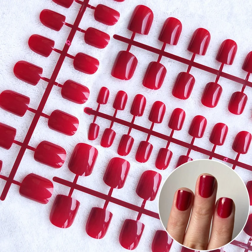 5 Sets Of 24 Pieces Per Unit Round Colored False Nails Tips Full Cover 10 Size Fake Nails For DIY Acrylic Press On Nail Tips-Nail Inspo