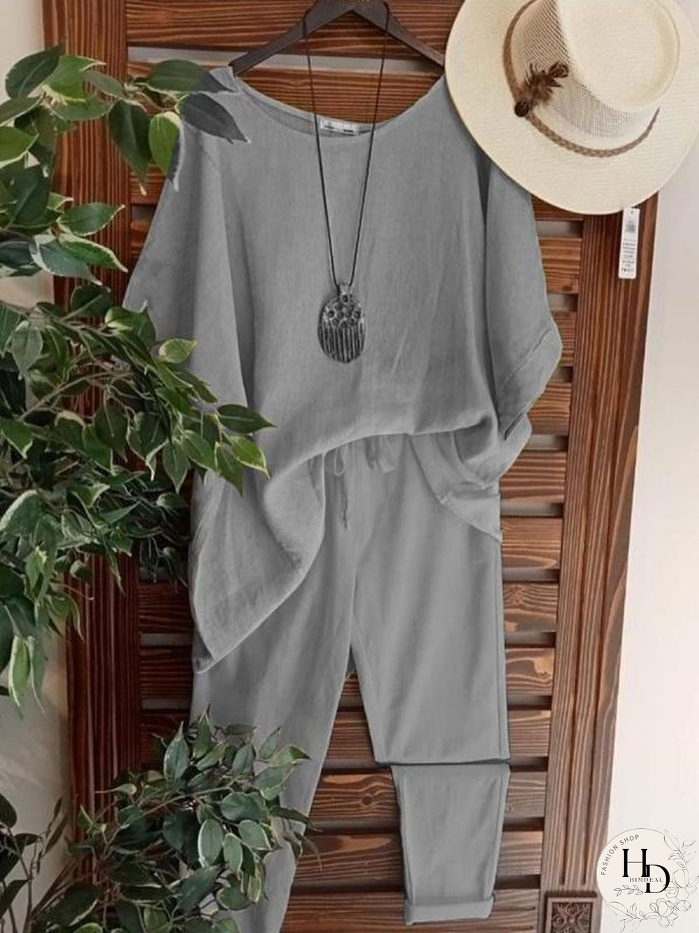 Solid Color Laid Back Women Two Pieces Suit