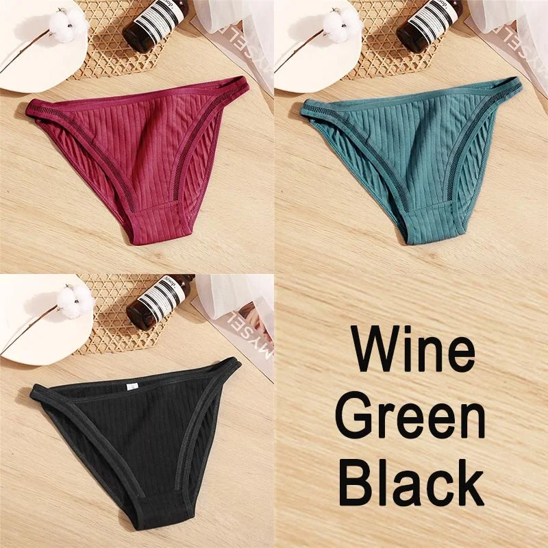 3PCS Sexy Lace Panties Women Underwear Cotton Briefs Female Underpants Solid Color Pantys Hollow Mesh Low Waist Panties Lingerie