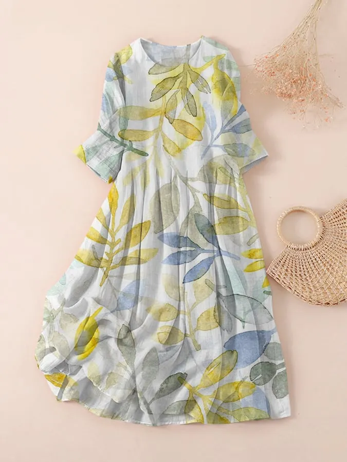 Women's Art Floral Print Dress