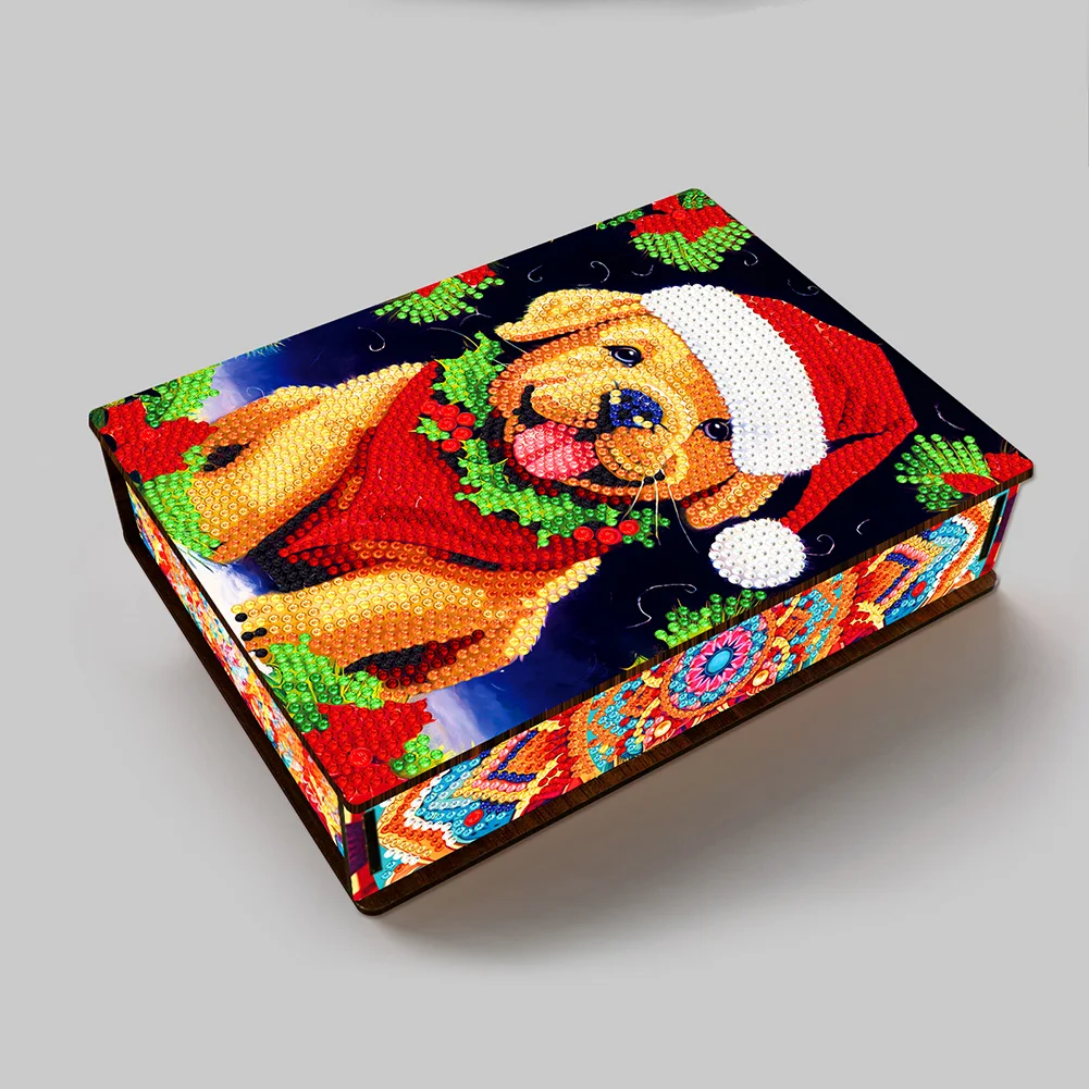 DIY Xmas Dog Diamond Painting Jewelry Storage Box DIY Special Shaped Drill Case